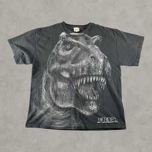 Vintage T-Rex Cafe Shirt Mens XL Black Disney AOP Short Sleeve All Over Print